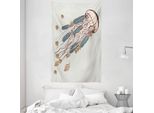 Abakuhaus Tappezzeria E Copriletto Medusa, Boho Piuma In Morbido Tessuto Microfibra Lavabile Senza Scolorimento Stampa Digitale, 140 X 230 Cm, Grigio Beige Marrone