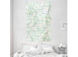 Abakuhaus Arazzo Geometrico E Copriletto, Motivo Future Town In Morbido Tessuto Microfibra Lavabile Senza Scolorimento, Stampa Digitale, 140 X 230 Cm, Blu Reale E Verde Menta