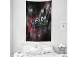 Abakuhaus Galaxis Arazzo E Copriletto, Galactic Zeit-Reise In Morbido Tessuto Microfibra Lavabile Senza Scolorimento Stampa Digitale, 140 X 230 Cm, Nero