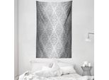 Abakuhaus Arazzo E Copriletto In Damasco, Monocromatico Vittoriano In Morbido Tessuto Microfibra Lavabile Senza Scolorimento, Stampa Digitale, 140 X 230 Cm, Grigio Chiaro