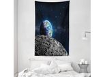 Abakuhaus Galaxis Arazzo E Copriletto, Superficie Lunare Luna Design In Morbido Tessuto Microfibra Lavabile Senza Scolorimento Stampa Digitale, 140 X 230 Cm, Grigio Blu Scuro