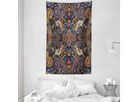 Abakuhaus Arazzo E Copriletto Paisley, Floret Marocchino Antico In Morbido Tessuto Microfibra Lavabile Senza Scolorimento Stampa Digitale, 140 X 230 Cm, Blu Reale Sabbia Marrone