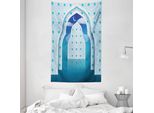 Abakuhaus Arazzo E Copriletto Marocchino, Segni Nella Notte In Morbido Tessuto Microfibra Lavabile Senza Scolorimento Stampa Digitale, 140 X 230 Cm, Blu Navy