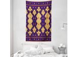 Abakuhaus Arazzo E Copriletto Marocchino, Bordo Decorato In Morbido Tessuto Microfibra Lavabile Senza Scolorimento Stampa Digitale, 140 X 230 Cm, Viola Sabbia Marrone