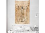 Abakuhaus Arazzo Anatomico E Copriletto, Dipinto Umano In Morbido Tessuto Microfibra Lavabile Senza Scolorimento Stampa Digitale, 140 X 230 Cm, Seppia
