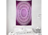 Abakuhaus Arazzo E Copriletto Hippie, Mandala Floral Boho In Morbido Tessuto Microfibra Lavabile Senza Scolorimento Stampa Digitale, 140 X 230 Cm, Viola E Bianco