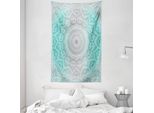 Abakuhaus Arazzo E Copriletto Grigio E Turchese, Ombre Ethnic In Morbido Tessuto Microfibra Lavabile Senza Scolorimento, Stampa Digitale, 140 X 230 Cm, Turchese Grigio