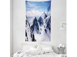 Abakuhaus Arazzo Invernale E Copriletto, Paesaggio Montano In Morbido Tessuto Microfibra Lavabile Senza Scolorimento Stampa Digitale, 140 X 230 Cm, Bianco Blu