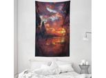 Abakuhaus Arazzo E Copriletto Paesaggistico, Safari Wild Forest In Morbido Tessuto Microfibra Lavabile Senza Scolorimento Stampa Digitale, 140 X 230 Cm, Multicolore