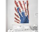 Abakuhaus 4 Luglio Arazzo E Copriletto, Bozzetto In Morbido Tessuto Microfibra Lavabile Senza Scolorimento Stampa Digitale, 140 X 230 Cm, Beige Blu Navy Rubino