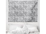 Abakuhaus Arazzo Paisley, Foglia Persiana Digitale In Morbido Tessuto Microfibra Lavabile Senza Scolorimento, Stampa Digitale, 150 X 110 Cm, Grigio E Bianco