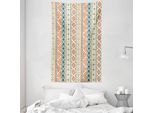 Abakuhaus Arazzo Tribale E Copriletto, Motivo Azteco Messicano In Morbido Tessuto Microfibra Lavabile Senza Scolorimento, Stampa Digitale, 140 X 230 Cm, Avorio, Arancione E Blu