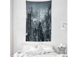 Abakuhaus Arazzo E Copriletto, Paesaggio Notturno Aereo In Morbido Tessuto Microfibra Lavabile Senza Scolorimento, Stampa Digitale, 140 X 230 Cm, Grigio