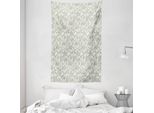 Abakuhaus Arazzo Floreale E Copriletto, Damasco Con Motivi Etnici In Morbido Tessuto Microfibra Lavabile Senza Scolorimento, Stampa Digitale, 140 X 230 Cm, Verde Reseda E Bianco