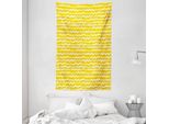 Abakuhaus Arazzo E Copriletto Giallo E Bianco, Cerchi Doodle In Morbido Tessuto Microfibra Lavabile Senza Scolorimento, Stampa Digitale, 140 X 230 Cm, Giallo Terra E Bianco