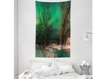 Abakuhaus Arazzo E Copriletto Paesaggistico, Strade Innevate E Ghiacciate In Morbido Tessuto Microfibra Lavabile Senza Scolorimento, Stampa Digitale, 140 X 230 Cm, Verde Marrone Marrone Bianco