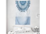 Abakuhaus Arazzo E Copriletto Vintage, Bordato In Morbido Tessuto Microfibra Lavabile Senza Scolorimento Stampa Digitale, 140 X 230 Cm, Blu-Grigio Seafoam