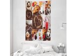 Abakuhaus Arazzo E Copriletto Con Motivo Caffè, Croissant E Caffè In Morbido Tessuto Microfibra Lavabile Senza Scolorimento, Stampa Digitale, 140 X 230 Cm, Multicolore