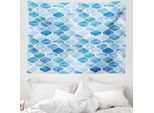 Abakuhaus Arazzo Marocchino, Motivo A Mosaico In Morbido Tessuto Microfibra Lavabile Senza Scolorimento Stampa Digitale, 150 X 110 Cm, Azzurro