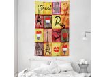Abakuhaus Arazzo Colorato E Copriletto, Collage Francese Parigi In Morbido Tessuto Microfibra Lavabile Senza Scolorimento, Stampa Digitale, 140 X 230 Cm, Multicolore