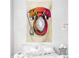 Abakuhaus Tappeto Da Parete E Copriletto Rosso, Telefono Classico Retrò In Morbido Tessuto Microfibra Lavabile Senza Scolorimento, Stampa Digitale, 140 X 230 Cm, Rosso E Beige