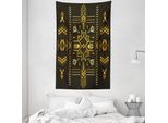 Abakuhaus Arazzo Geometrico E Copriletto, Tribal Vintage Aztec In Morbido Tessuto Microfibra Lavabile Senza Scolorimento Stampa Digitale, 140 X 230 Cm, Marrone Scuro Senape