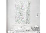 Abakuhaus Arazzo Floreale E Copriletto, Modello Senza Cuciture In Morbido Tessuto In Microfibra Lavabile Senza Scolorimento Stampa Digitale, 140 X 230 Cm, Bianco E Verde Reseda