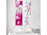 Abakuhaus Arazzo Floreale E Copriletto, Fiori Di Albicocca In Morbido Tessuto Microfibra Lavabile Senza Scolorimento, Stampa Digitale, 140 X 230 Cm, Bianco Nero Rosa