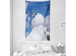 Abakuhaus Arazzo Invernale E Copriletto, Snowboarder Mountaintop In Morbido Tessuto Microfibra Lavabile Senza Scolorimento Stampa Digitale, 140 X 230 Cm, Blu Bianco