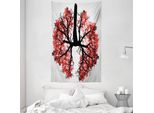 Abakuhaus Arazzo E Copriletto, Polmone Umano Floreale Sano In Morbido Tessuto Microfibra Lavabile Senza Scolorimento, Stampa Digitale, 140 X 230 Cm, Rosso-Marrone