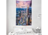 Abakuhaus Stati Uniti D'america Arazzo E Copriletto, Atlanta Città Georgia Città In Morbido Tessuto Microfibra Lavabile Senza Scolorimento Stampa Digitale, 140 X 230 Cm, Blu Grigio Grigio Rosa