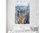 Abakuhaus Arazzo E Copriletto Urbano, Manhattan Usa Vista Aerea In Morbido Tessuto In Microfibra Lavabile Senza Scolorimento Stampa Digitale, 140 X 230 Cm, Blu Pallido Grigio