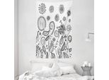 Abakuhaus Arazzo Rustico E Copriletto, Motivi Floreali Vorticosi In Morbido Tessuto Microfibra Lavabile Senza Scolorimento Stampa Digitale, 140 X 230 Cm, Bianco Nero
