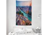 Abakuhaus Italia Arazzo E Copriletto, Verona Italia Blue Hour In Morbido Tessuto Microfibra Lavabile Senza Scolorimento Stampa Digitale, 140 X 230 Cm, Verde Acquamarina Corallo