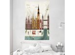 Abakuhaus London Arazzo E Copriletto, Paesaggio Di Viaggio Big Ben In Morbido Tessuto Microfibra Lavabile Senza Scolorimento Stampa Digitale, 140 X 230 Cm, Multicolore