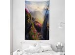 Abakuhaus Arazzo E Copriletto Berg, Alba Rhodonderons In Morbido Tessuto Microfibra Lavabile Senza Scolorimento Stampa Digitale, 140 X 230 Cm, Giallo Verde Rosa