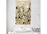 Abakuhaus Tappeto Da Parete E Copriletto Marroni, Funky Grungy Retro In Morbido Tessuto Microfibra Lavabile Senza Scolorimento Stampa Digitale, 140 X 230 Cm, Nero Bianco Tan
