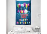 Abakuhaus Arazzo E Copriletto Blu, Palloncini Su Stelle In Morbido Tessuto Microfibra Lavabile Senza Scolorimento, Stampa Digitale, 140 X 230 Cm, Blu E Blu Scuro