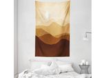 Abakuhaus Tappeto Da Parete E Copriletto Marroni, Alba Astratta Sulle Montagne In Morbido Tessuto Microfibra Lavabile Senza Scolorimento, Stampa Digitale, 140 X 230 Cm, Marrone Sabbia Marrone Chiaro