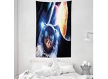Abakuhaus Tappeto Da Parete E Copriletto Raum-Katze, Supernova Di Eclipse In Morbido Tessuto Microfibra Lavabile Senza Scolorimento, Stampa Digitale, 140 X 230 Cm, Blu Scuro Arancione