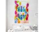 Abakuhaus Tappeto Da Parete E Copriletto Anni '70, Peace And Love Funky In Morbido Tessuto Microfibra Lavabile Senza Scolorimento Stampa Digitale, 140 X 230 Cm, Multicolore