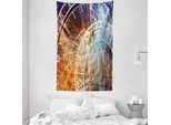 Abakuhaus Arazzo E Copriletto Astrologico, Old Prague Horoscope In Morbido Tessuto Microfibra Lavabile Senza Scolorimento Stampa Digitale, 140 X 230 Cm, Multicolore