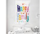Abakuhaus Arazzo Colorato E Copriletto, Happy Family Floral In Morbido Tessuto Microfibra Lavabile Senza Scolorimento Stampa Digitale, 140 X 230 Cm, Multicolore