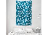 Abakuhaus Arazzo E Copriletto Blu, Mimetico Colori Oceanici In Morbido Tessuto Microfibra Lavabile Senza Scolorimento Stampa Digitale, 140 X 230 Cm, Blu Grigio Azzurro