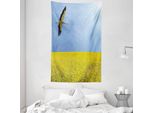 Abakuhaus Arazzo E Copriletto Giallo E Blu, Stork Fliegen In Morbido Tessuto Microfibra Lavabile Senza Scolorimento Stampa Digitale, 140 X 230 Cm, Multicolore