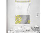 Abakuhaus Arazzo Geometrico E Copriletto, Bordo Con Fiori In Morbido Tessuto Microfibra Lavabile Senza Scolorimento Stampa Digitale, 140 X 230 Cm, Grigio Chiaro Marigold