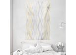 Abakuhaus Arazzo E Copriletto, Collana Astratta In Morbido Tessuto In Microfibra Lavabile Senza Scolorimento, Stampa Digitale, 140 X 230 Cm, Grigio Chiaro E Giallo