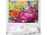 Abakuhaus Arazzo Floreale, Margherite, Peonie E Gerbere In Morbido Tessuto Microfibra Lavabile Senza Scolorimento, Stampa Digitale, 150 X 110 Cm, Multicolore