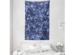 Abakuhaus Arazzo E Copriletto Blu, Effetto Stile Grunge Camouflage In Morbido Tessuto Microfibra Lavabile Senza Scolorimento Stampa Digitale, 140 X 230 Cm, Azzurro E Blu Scuro
