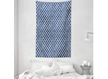 Abakuhaus Arazzo E Copriletto Blu Petrolio, Forma Interna Fluttuante In Morbido Tessuto Microfibra Lavabile Senza Scolorimento, Stampa Digitale, 140 X 230 Cm, Blu Petrolio E Bianco